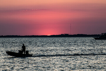 Fototapeta premium boat at sunset