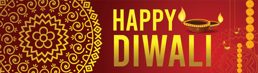 Happy Diwali banner. Banner for Tihar Festival celebrated in Nepal