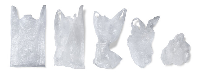 Set collection of white plastic bag in various shape cut out