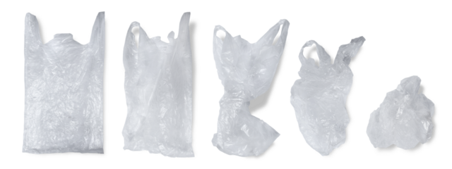 Set collection of white plastic bag in various shape cut out