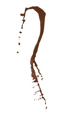 One chocolate color splash on white background