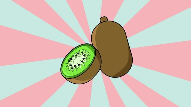 Animated kiwi fruit icon with a rotating background