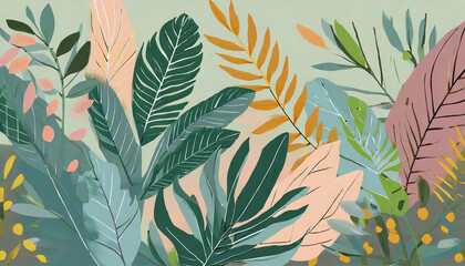 Fototapeta premium tropical leaf,leaves collection for design with pastel color palette.