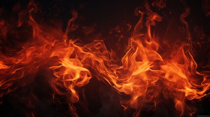 Fototapeta na wymiar A close up of a fire on a black background