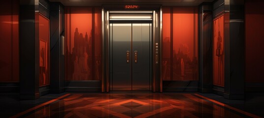 Horror elevator corridor. Generative AI technology. - obrazy, fototapety, plakaty