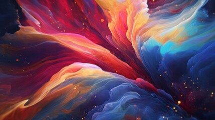 An abstract painting of a colorful swirl