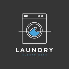laundry machine electrical service modern cleaning business concept logo design vector graphic