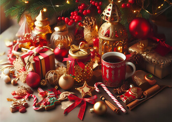 Décoration de Noël en rouge et or