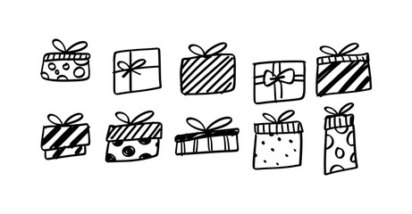 set of gift boxes hand drawn element