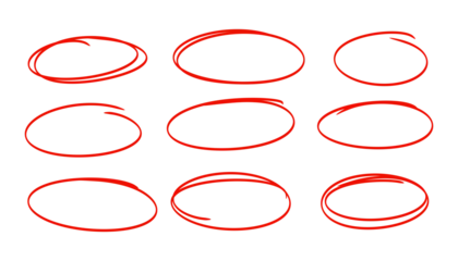 Tuinposter Set of red round highlight stroke element © santi
