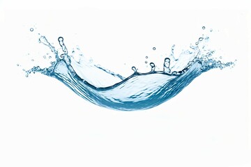 blue water splash isolated on white background, blue water splash wave, water drops and crown from splash of water. Generative AI