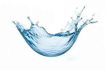 blue water splash isolated on white background, blue water splash wave, water drops and crown from splash of water. Generative AI