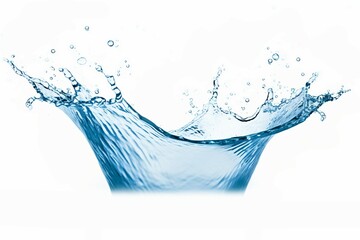 blue water splash isolated on white background, blue water splash wave, water drops and crown from splash of water. Generative AI