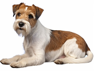 jack Russell terrier sitting on white background