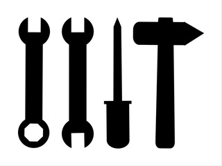 mechanical wrench consisting of a wrench, screwdriver and hammer