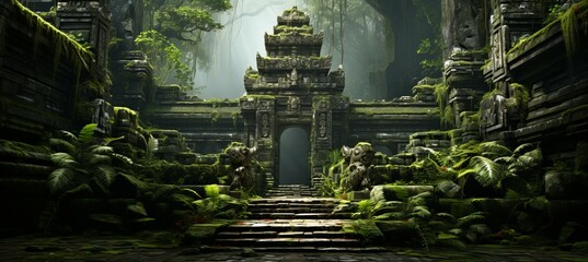 Balinese Hindu style temple. Generative AI technology.	
