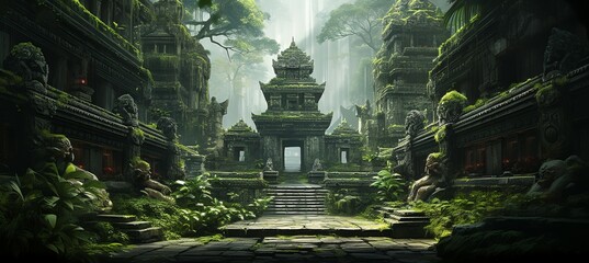 Balinese style temple. Generative AI technology.	
