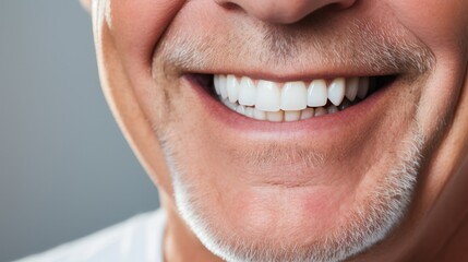 Fototapeta premium Dental Care. mouth senior or adult, Healthy Smile Elderly show beautiful of teeth, confident in orthodontics, advertising, white teeth, online plating, dentures, dental implants,