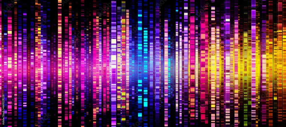 Poster Colorful light particles data technology background. Generative AI technology.