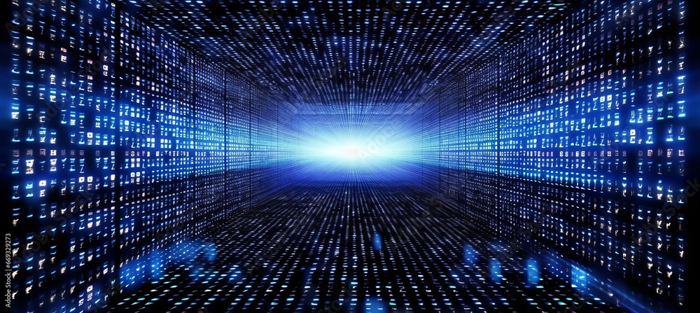 Aufkleber blue light virtual space technology background. generative ai technology.