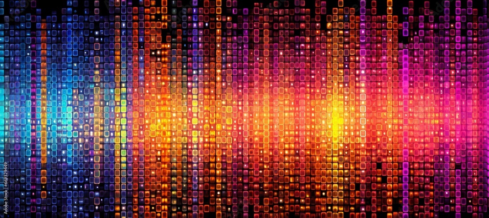 Poster Colorful light particles data technology background. Generative AI technology.