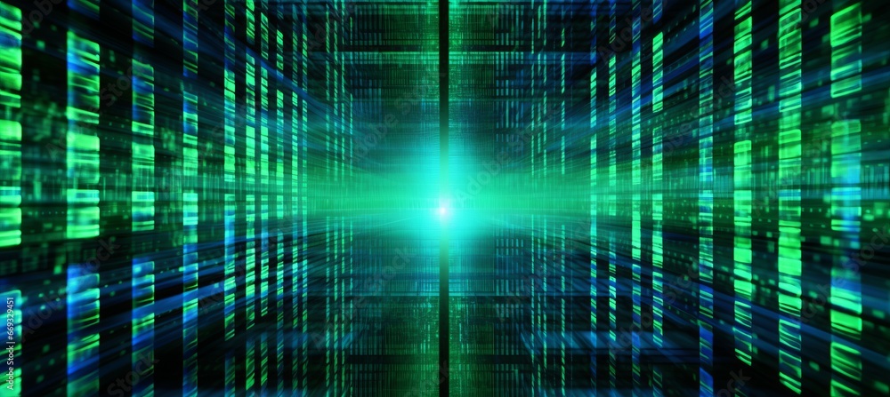 Aufkleber Matrix dimension portal virtual space technology background. Generative AI technology.	
