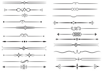 Page Divider And Design Elements. Set of Various Simple Black Divider Design, Assorted Divider Collection Template Vector. Collection of floral dividers elements mega decoration for Calligraphy.