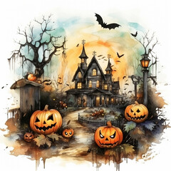 Halloween Pumpkin Witch Illustration Background