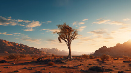 A sturdy cactus tree growing in the vast desert