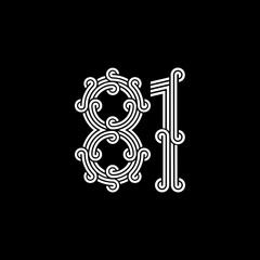 the logo consists of the number 1 and 8 combined. Outline and elegant.