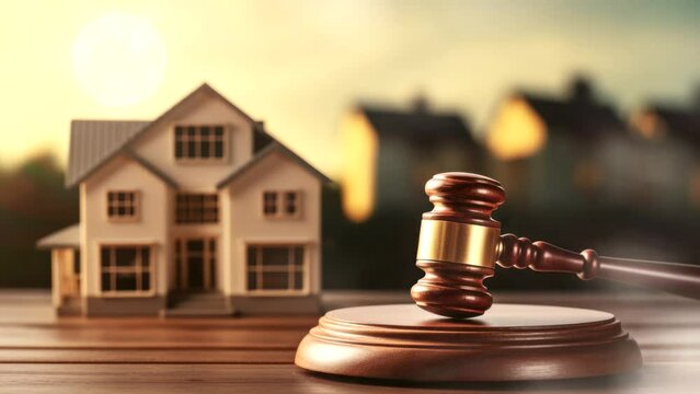 Judge's Gavel And House Property Video Background Looping For Live Wallpaper 