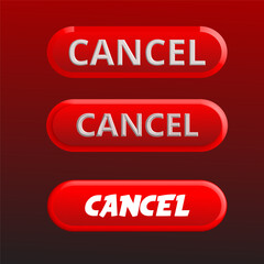 Cancel icon 3D realistic red color vector