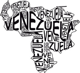 typographic vector map of Venezuela