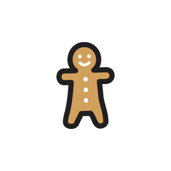 ジンジャーマンクッキーのシンプルなイラスト　クリスマス