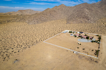 Aerial view of a Desert Homestead in the Western USA