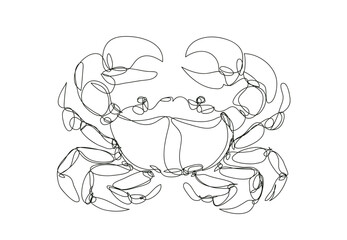 Crab line drawing, Continuous line art, vector illustration
