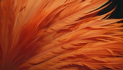 Close up of an orange feather background texture illustration. AI Generated