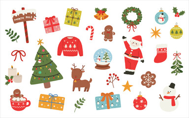 Fototapeta na wymiar Set of Hand drawn Christmas Element Illustration