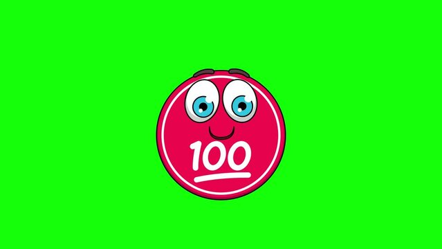 hundred points cartoon with money face, emoji emoticon animation
