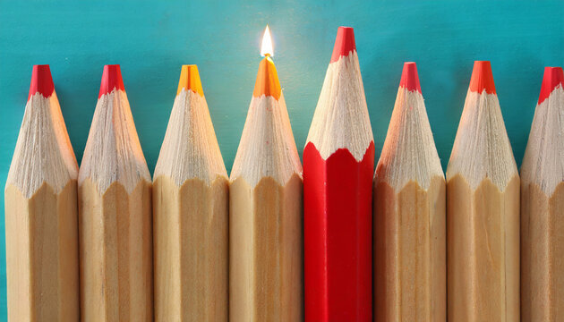 image of pencils with people figures, human resources, leadership and management concept