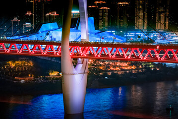 Chongqing bridge neon night scene