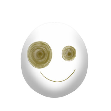 Illustration of white easter eggs with face smile on a white background