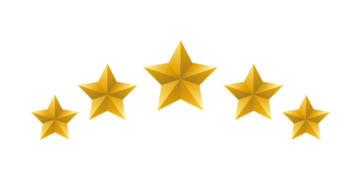 golden five star rating illustration template vector