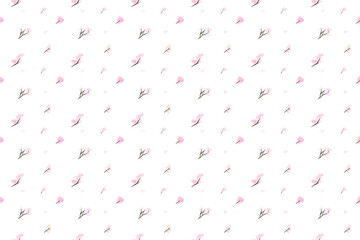 Bouquet of pink branches as seamless pattern background