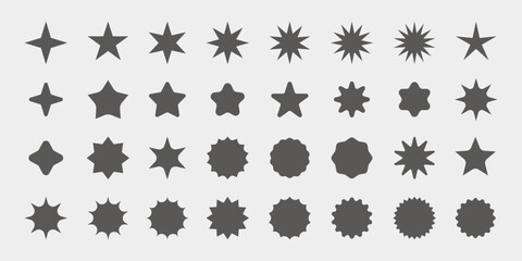 set of various star shapes illustration