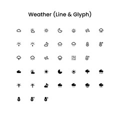 Weather Outline and Glyph (Solid) Icon Set