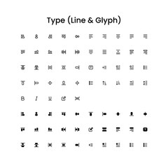 Type/Text Editing Outline and Glyph (Solid) Icon Set