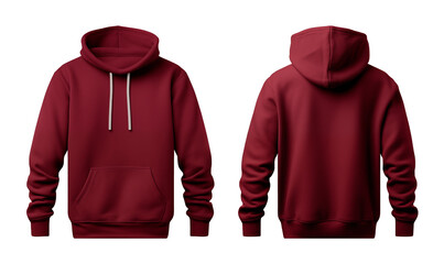 Maroon hoodie isolated mockup template