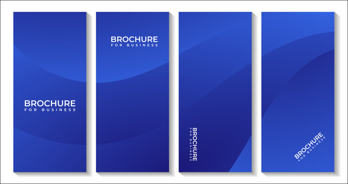set of brochures with abstract navy blue wave background 