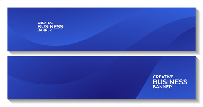 set of banners with abstract navy blue wave background 